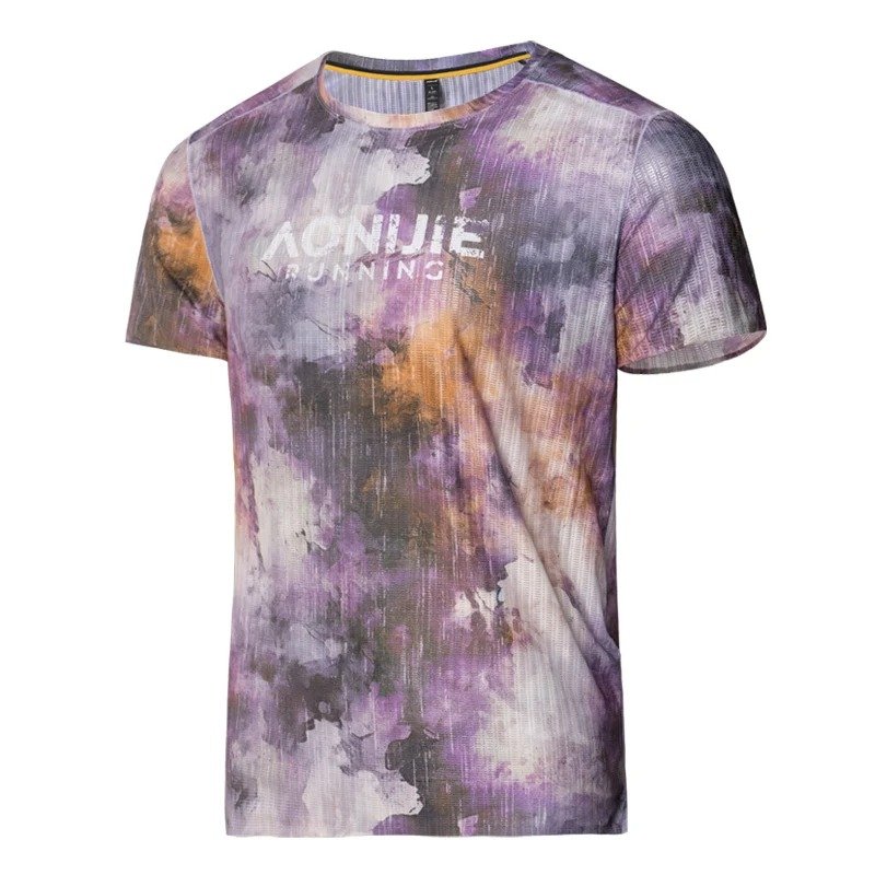 AONIJIE CAMISETA DEPORTIVA DE COMPETICIÓN PARA HOMBRE - XXL MORADO ESTAMPADO (FM5262)