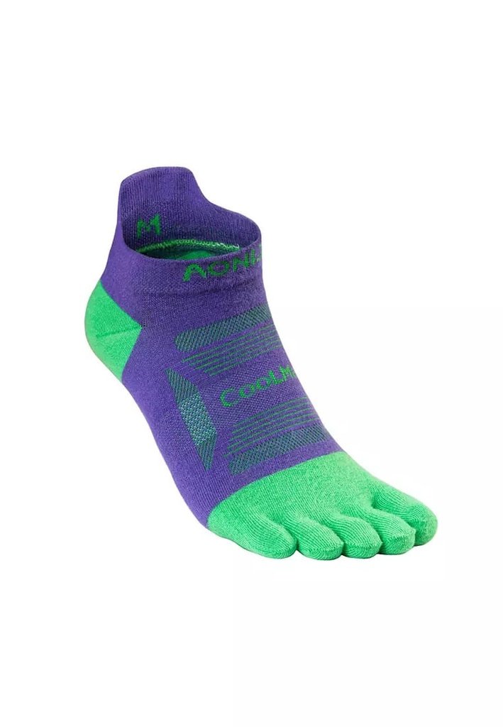 AONIJIE CALCETINES DE DEDITOS DUO COOLMAX (L) (MORADO VERDE) (CORTO) (E4837)