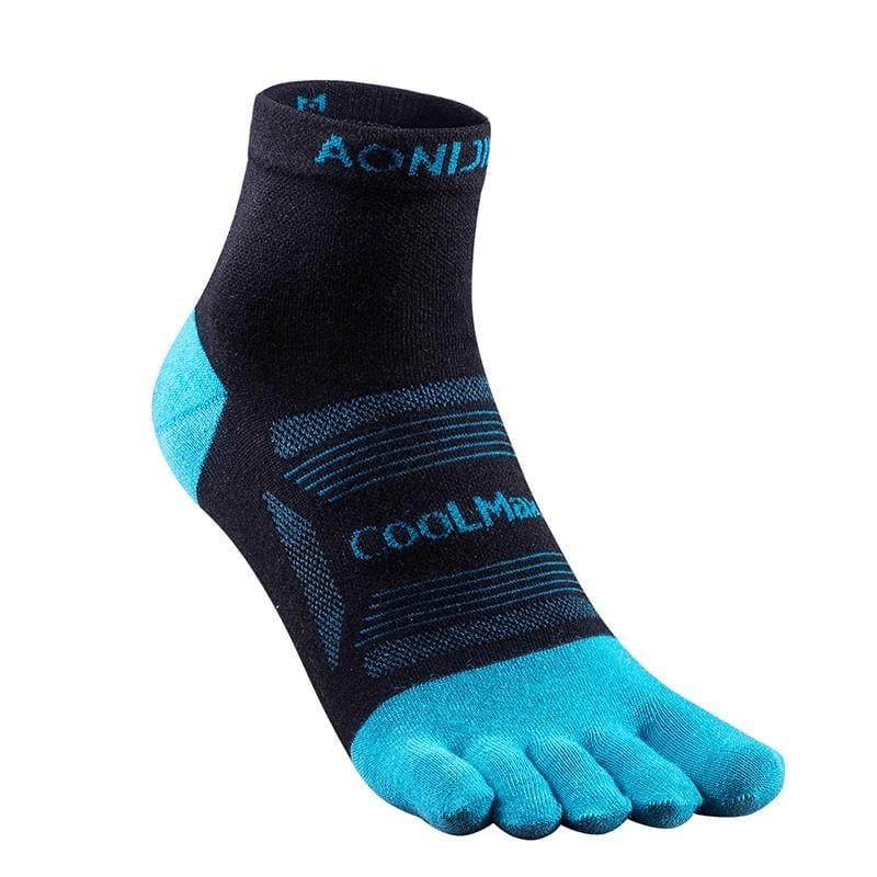 AONIJIE CALCETINES DE DEDITOS DUO COOLMAX (S) (NEGRO CELESTE) (MEDIO) (E4802)