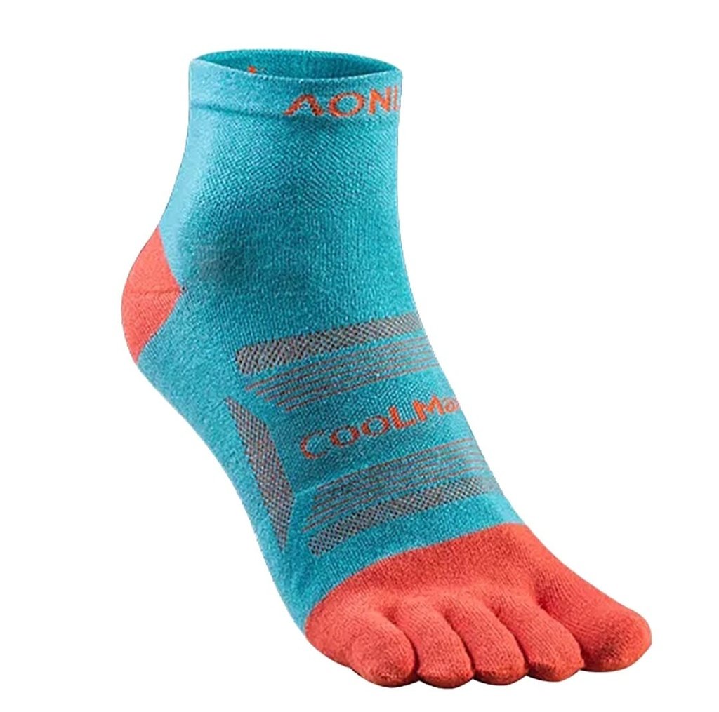 AONIJIE CALCETINES DE DEDITOS DUO COOLMAX (L) (TURQUESA SALMON) (MEDIO) (E4802)