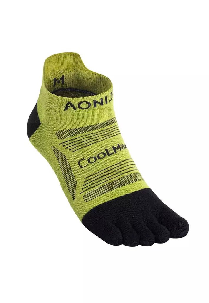 AONIJIE CALCETINES DE DEDITOS DUO COOLMAX (S) (AMARILLO NEGRO) (CORTO) (E4839)