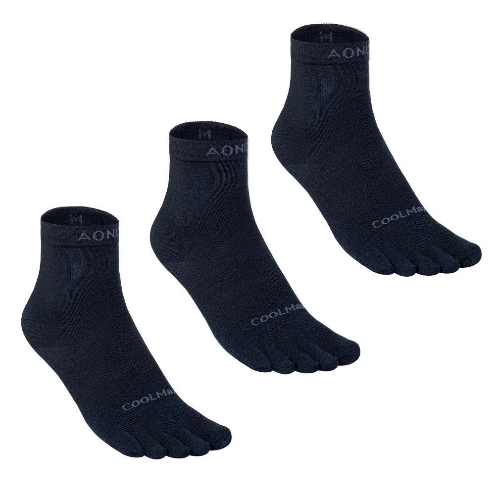 AONIJIE CALCETINES DE DEDITOS COOLMAX (L) (BLACK) (MEDIO) (E4845)