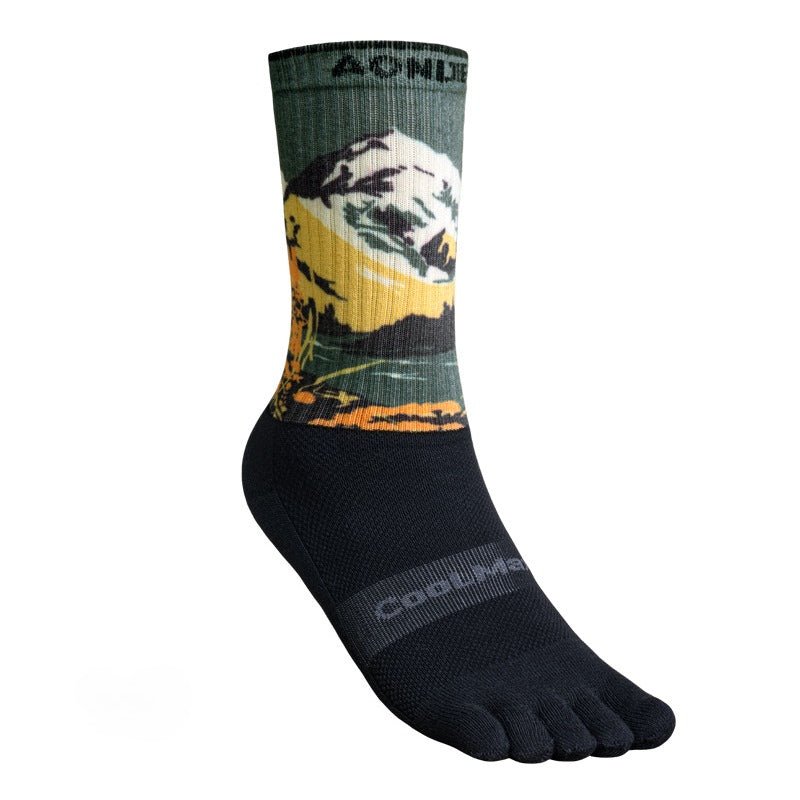AONIJIE CALCETINES DE DEDITOS COOLMAX (M) (GREEN) (ALTO) (E4843)