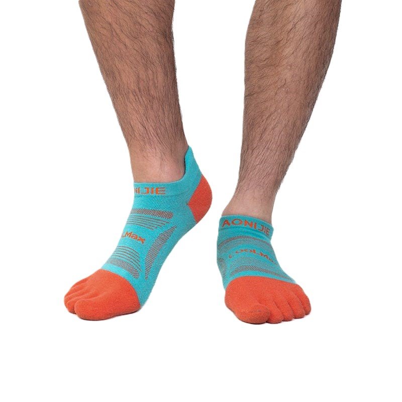 AONIJIE CALCETINES DE DEDITOS DUO COOLMAX (M) (TURQUESA SALMON) (CORTO) (E4801)