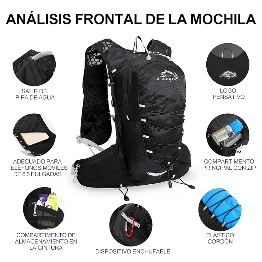 INOXTO CHALECO DE 8LTS INCLUYE UNA BOLSA DE HIDRATACIÓN 1.5 LTS (533)