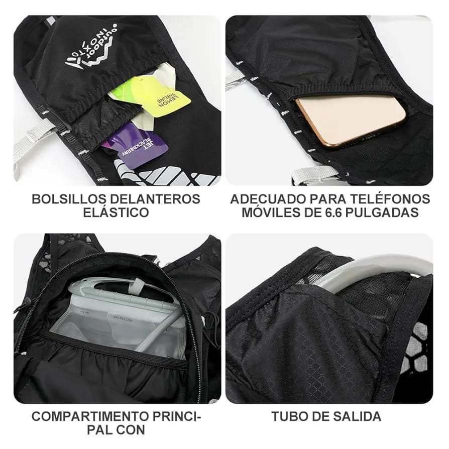 INOXTO CHALECO DE 8LTS INCLUYE UNA BOLSA DE HIDRATACIÓN 1.5 LTS (533)