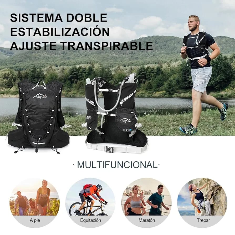 INOXTO CHALECO DE 8LTS INCLUYE UNA BOLSA DE HIDRATACIÓN 1.5 LTS (533)
