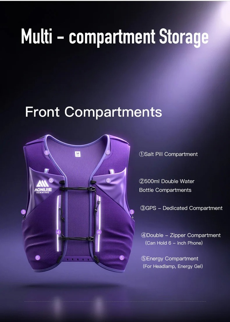 AONIJIE CHALECO DE HIDRATACION MB 12LITROS MORADO