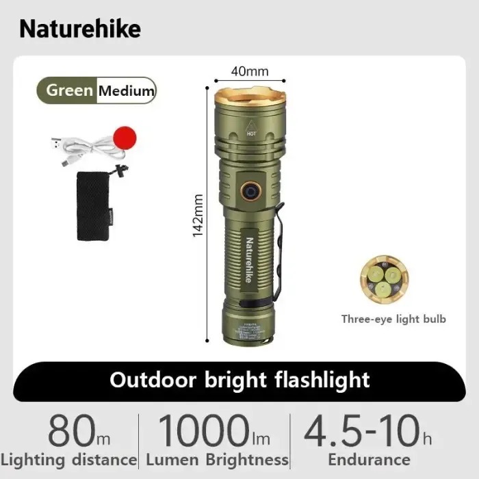 NATUREHIKE LINTERNA DE MANO 1000LM GREEN