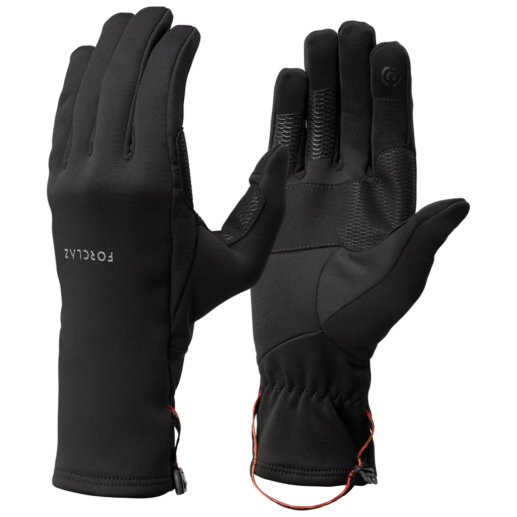FORCLAZ GUANTES ELÁSTICOS TÁCTILES PARA TREKKING DE MONTAÑA - MT500 - NEGRO
