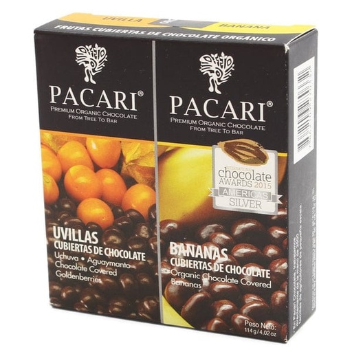 PACARI SNACK ORGANICO CUBIERTA CON CHOCOLATE