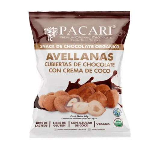 [7862109274576] PACARI SNACK DE CHOCOLATE ORGANICO AVELLANAS